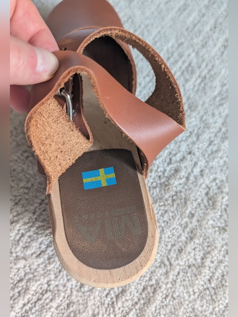 MIA Chestnut Brown Leather Clog Heels with Buckle - Picture 5 of 8